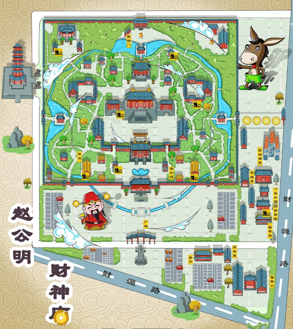 济宁寺庙类手绘地图